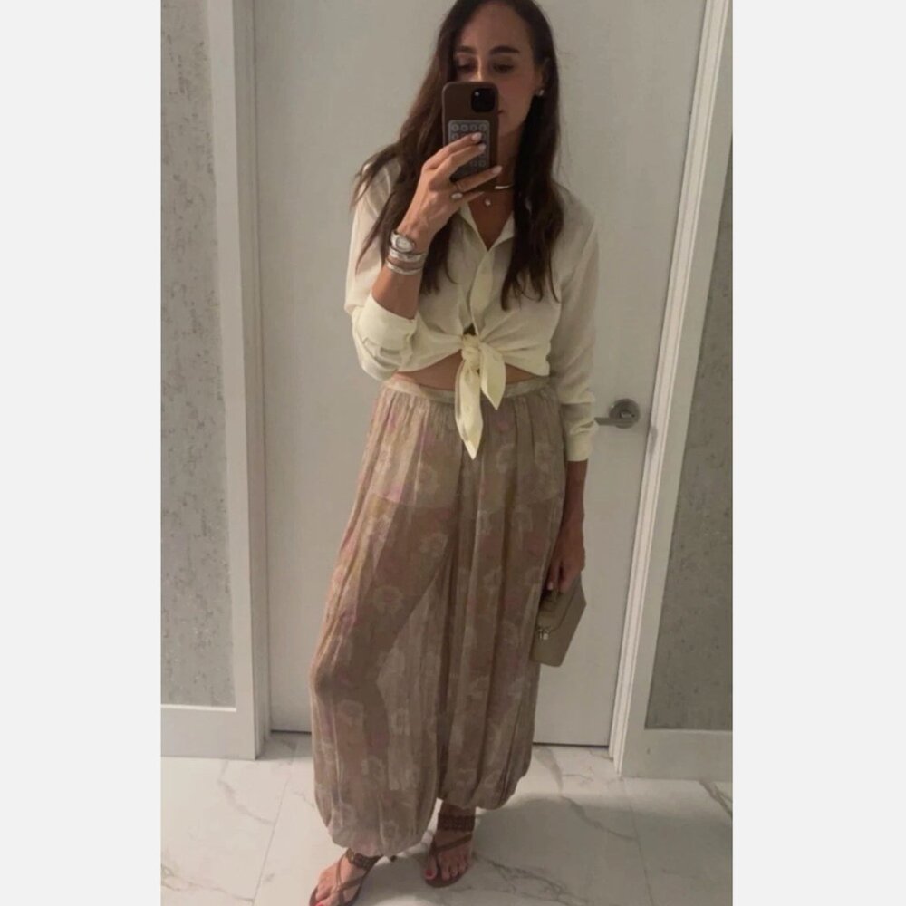 ZARA NWT $129 WOMAN SS25 ZW COLLECTION FLORAL BALLOON PANTS MULTICOLOR 3285/007 - Picture 11 of 16